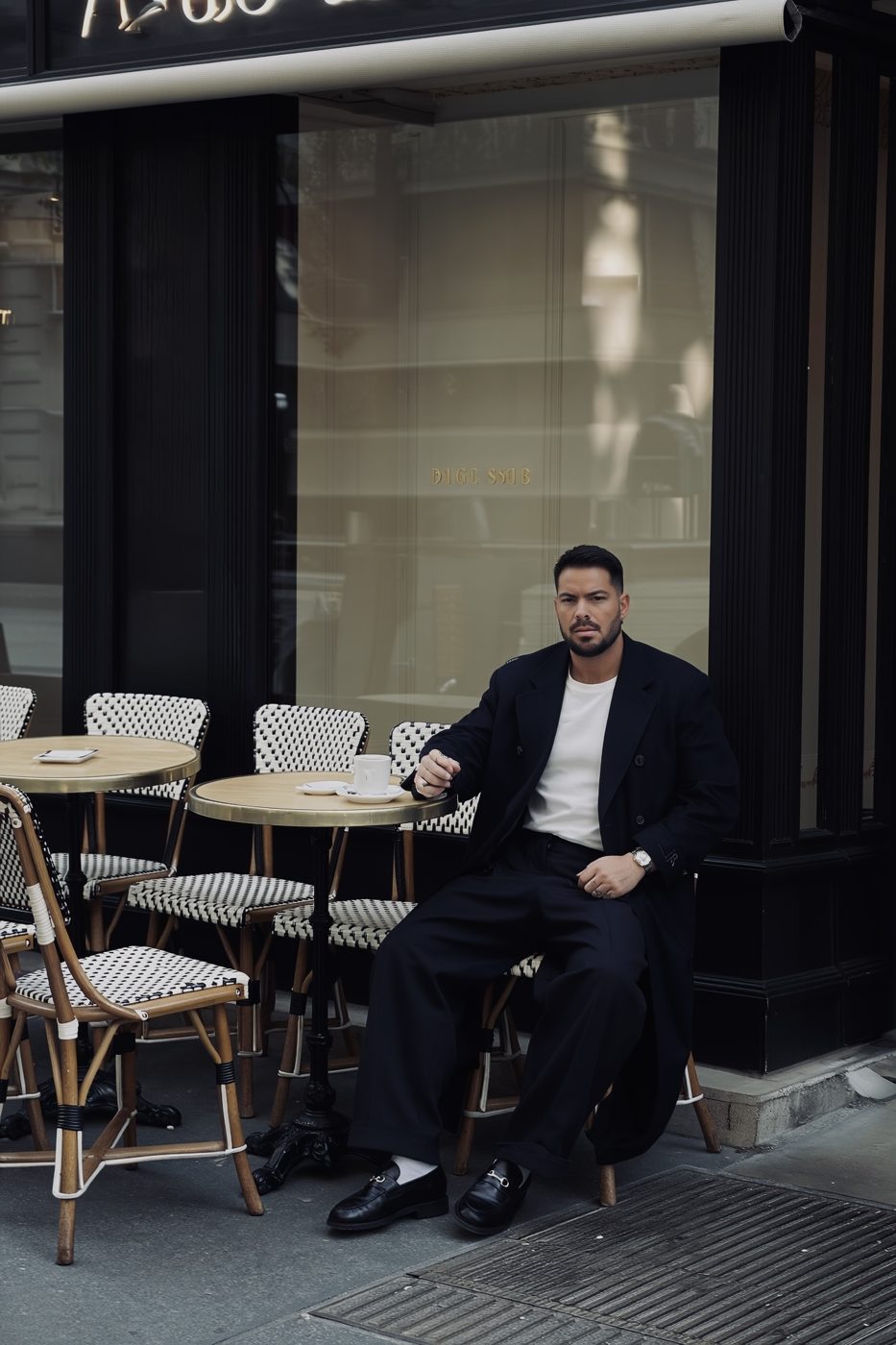 David Fernández, founder of MARYMANOLO, at a café terrace