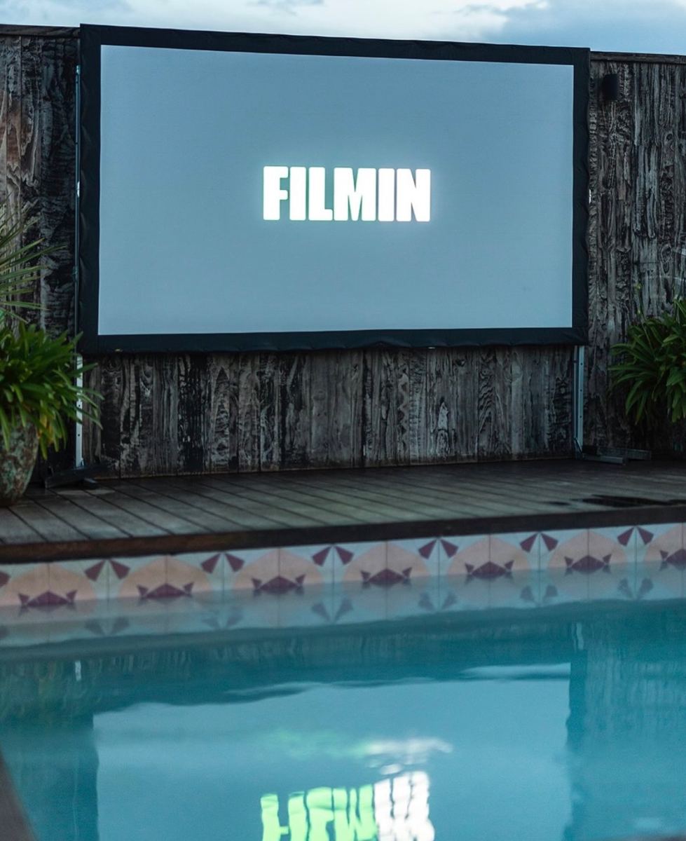 Filmin screen by the pool at Nobu Barcelona